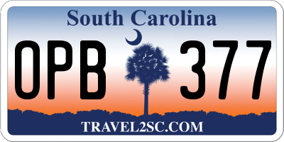 SC license plate OPB377