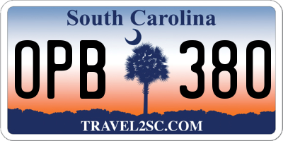 SC license plate OPB380