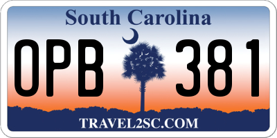 SC license plate OPB381