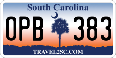 SC license plate OPB383