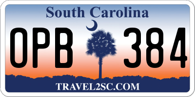 SC license plate OPB384