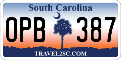 SC license plate OPB387