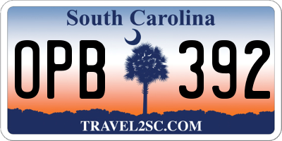 SC license plate OPB392