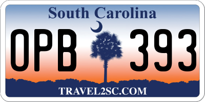 SC license plate OPB393