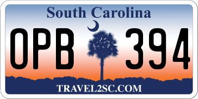 SC license plate OPB394