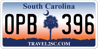 SC license plate OPB396