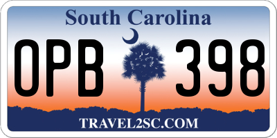 SC license plate OPB398