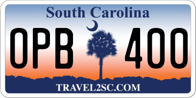 SC license plate OPB400