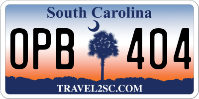 SC license plate OPB404