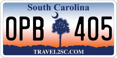 SC license plate OPB405