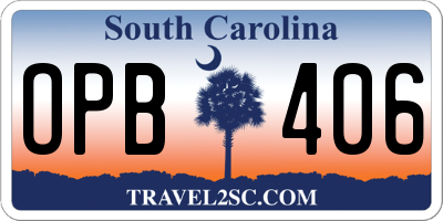 SC license plate OPB406