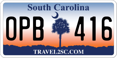 SC license plate OPB416