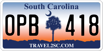 SC license plate OPB418