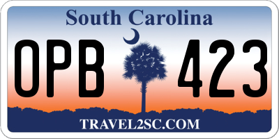 SC license plate OPB423