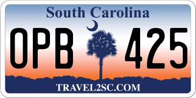 SC license plate OPB425