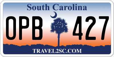 SC license plate OPB427