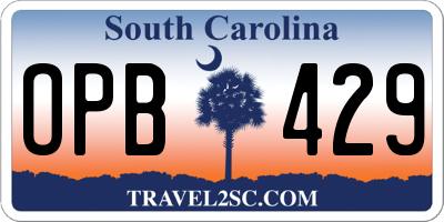 SC license plate OPB429