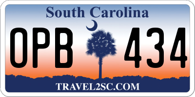 SC license plate OPB434