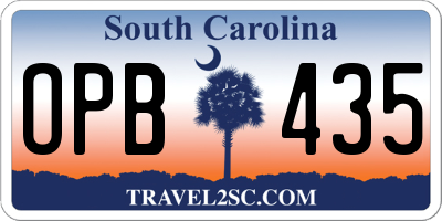 SC license plate OPB435