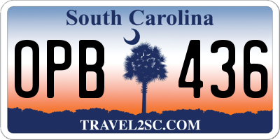 SC license plate OPB436
