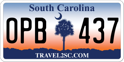SC license plate OPB437