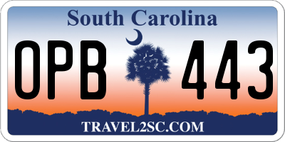 SC license plate OPB443