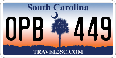 SC license plate OPB449