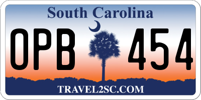 SC license plate OPB454