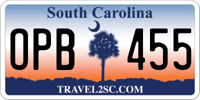 SC license plate OPB455