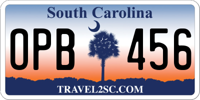 SC license plate OPB456