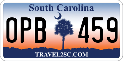 SC license plate OPB459