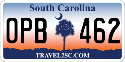 SC license plate OPB462