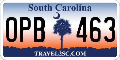 SC license plate OPB463