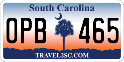 SC license plate OPB465