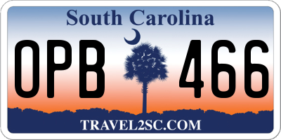 SC license plate OPB466
