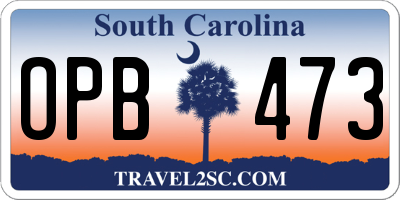 SC license plate OPB473