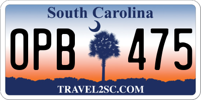SC license plate OPB475
