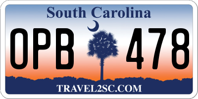SC license plate OPB478