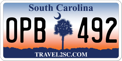 SC license plate OPB492