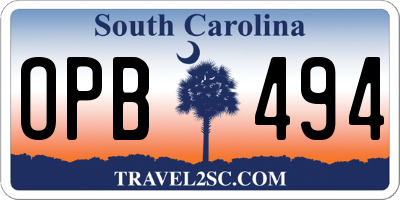 SC license plate OPB494