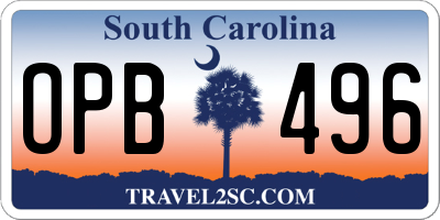 SC license plate OPB496