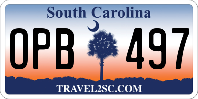 SC license plate OPB497