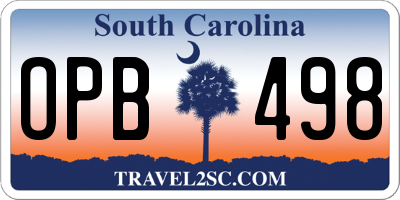 SC license plate OPB498