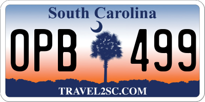 SC license plate OPB499