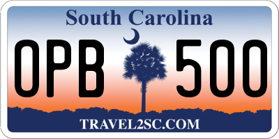 SC license plate OPB500