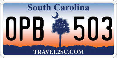 SC license plate OPB503