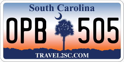 SC license plate OPB505