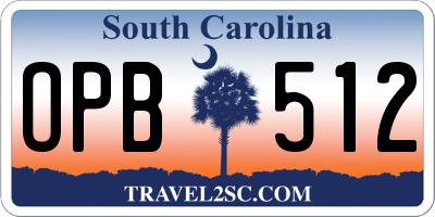 SC license plate OPB512