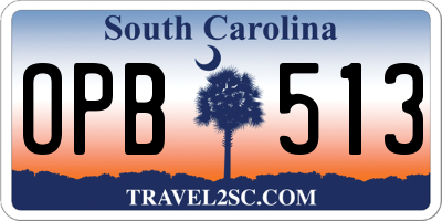 SC license plate OPB513