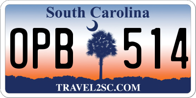 SC license plate OPB514